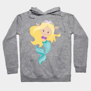 Little Mermaid, Cute Mermaid, Blonde Hair, Shells Hoodie